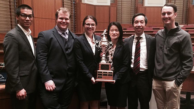 Justin Chou '07, Jordan Kahler '15, Roxanna Guidero ’16, Janice Lu '15, Jason Wu ’16, and Coach Spencer Pahlke '07