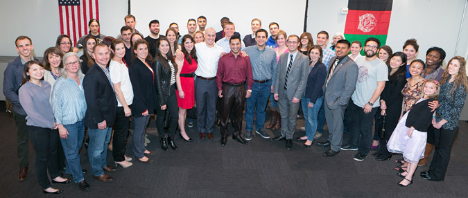 A hero’s welcome for Afghan interpreter Mohammad.